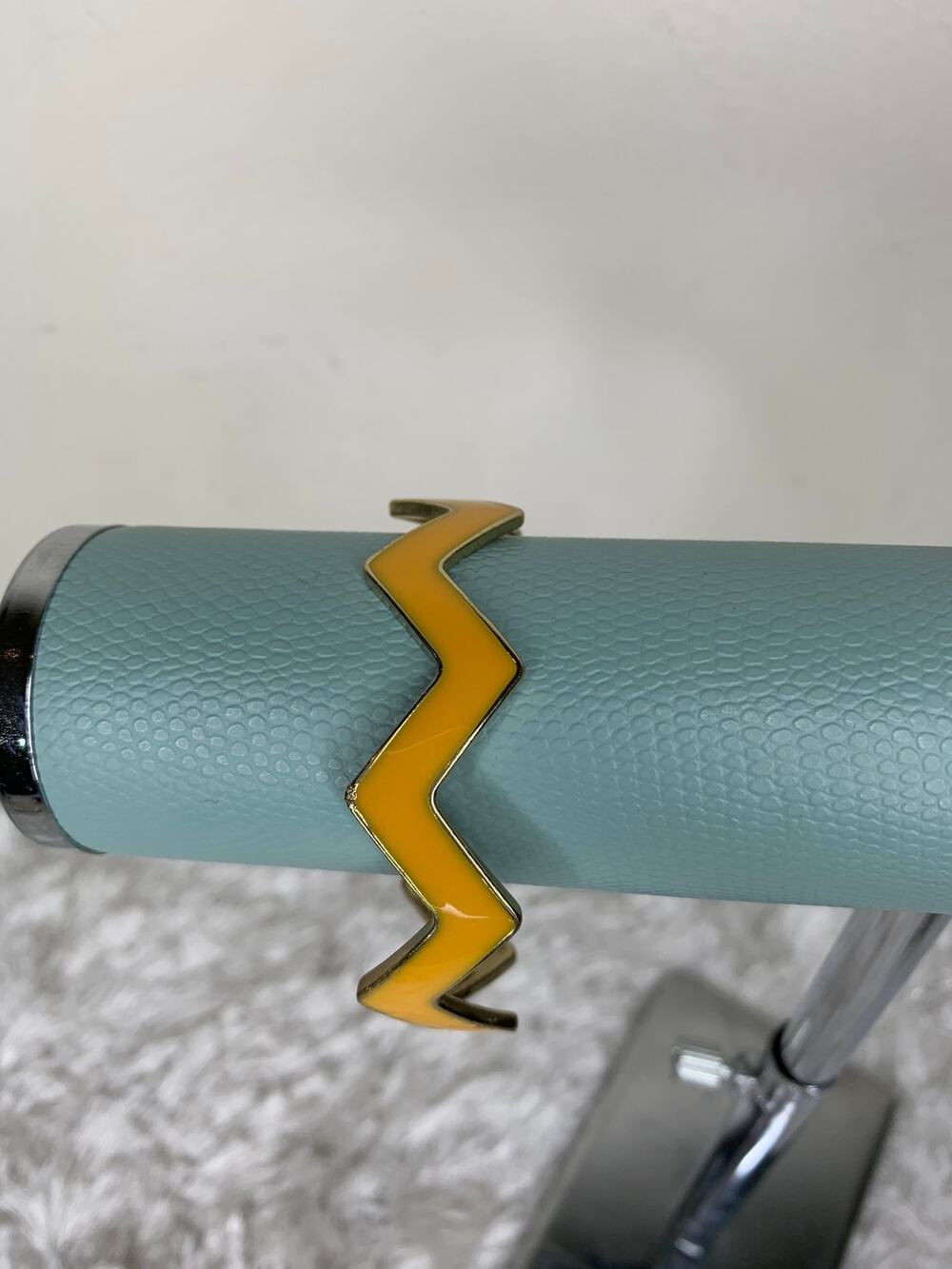 Gold Yellow Zig Zag Chevron Bangle Bracelet Gold Edges 2.75" diameter